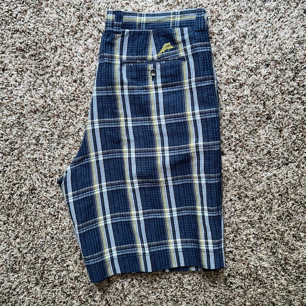 *Tommy Bahama Relax* lightweight linen/silk plaid casual golf ⛳️ shorts - 38